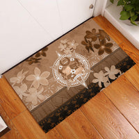 Tonga Emancipation Day Rubber Doormat Tongan Kupesi Ngatu Pattern Vintage Style LT05 Brown - Polynesian Pride