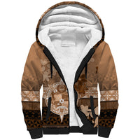 Tonga Emancipation Day Sherpa Hoodie Tongan Kupesi Ngatu Pattern Vintage Style LT05 Unisex Brown - Polynesian Pride
