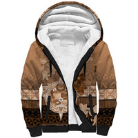 Tonga Emancipation Day Sherpa Hoodie Tongan Kupesi Ngatu Pattern Vintage Style LT05 Unisex Brown - Polynesian Pride