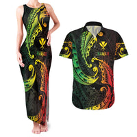 AAPI Heritage Month Couples Matching Tank Maxi Dress and Hawaiian Shirt Kanaka Maoli Polynesian Tribal Wave