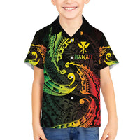 AAPI Heritage Month Family Matching Short Sleeve Bodycon Dress and Hawaiian Shirt Kanaka Maoli Polynesian Tribal Wave