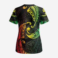 AAPI Heritage Month Scrub Top Kanaka Maoli Polynesian Tribal Wave LT05 - Polynesian Pride