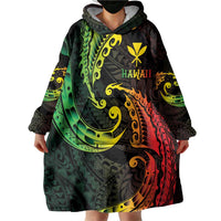 AAPI Heritage Month Wearable Blanket Hoodie Kanaka Maoli Polynesian Tribal Wave