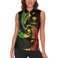 AAPI Heritage Month Women Sleeveless Polo Shirt Kanaka Maoli Polynesian Tribal Wave