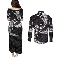 AAPI Heritage Month Couples Matching Puletasi and Long Sleeve Button Shirt American Samoa Polynesian Tribal Wave LT05 - Polynesian Pride