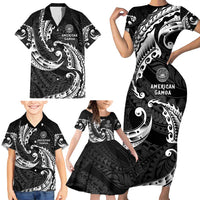 AAPI Heritage Month Family Matching Short Sleeve Bodycon Dress and Hawaiian Shirt American Samoa Polynesian Tribal Wave