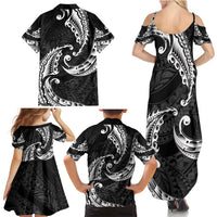 AAPI Heritage Month Family Matching Summer Maxi Dress and Hawaiian Shirt American Samoa Polynesian Tribal Wave