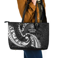 AAPI Heritage Month Leather Tote Bag American Samoa Polynesian Tribal Wave