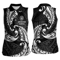 AAPI Heritage Month Women Sleeveless Polo Shirt American Samoa Polynesian Tribal Wave