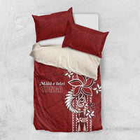 Tonga Language Week Bedding Set Malo e Lelei Kupesi Ngatu Pattern LT05 US Twin 172cm x 218cm Red - Polynesian Pride