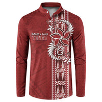 Tonga Language Week Button Sweatshirt Malo e Lelei Kupesi Ngatu Pattern LT05 Red - Polynesian Pride
