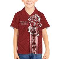 Tonga Language Week Family Matching Puletasi and Hawaiian Shirt Malo e Lelei Kupesi Ngatu Pattern LT05 Son's Shirt Red - Polynesian Pride