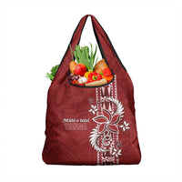 Tonga Language Week Grocery Bag Malo e Lelei Kupesi Ngatu Pattern LT05 1-pack One Size Red - Polynesian Pride