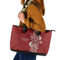 Tonga Language Week Leather Tote Bag Malo e Lelei Kupesi Ngatu Pattern LT05 Red - Polynesian Pride