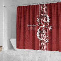Tonga Language Week Shower Curtain Malo e Lelei Kupesi Ngatu Pattern