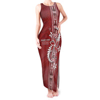 Tonga Language Week Tank Maxi Dress Malo e Lelei Kupesi Ngatu Pattern LT05 Women Red - Polynesian Pride