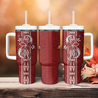 Tonga Language Week Tumbler With Handle Malo e Lelei Kupesi Ngatu Pattern LT05 - Polynesian Pride