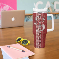Tonga Language Week Tumbler With Handle Malo e Lelei Kupesi Ngatu Pattern LT05 - Polynesian Pride