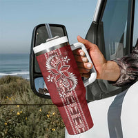 Tonga Language Week Tumbler With Handle Malo e Lelei Kupesi Ngatu Pattern LT05 - Polynesian Pride