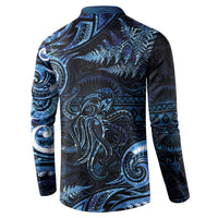 Aotearoa New Zealand Octopus Button Sweatshirt Silver Fern Maori Pattern LT05 - Polynesian Pride