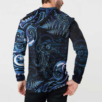 Aotearoa New Zealand Octopus Button Sweatshirt Silver Fern Maori Pattern LT05 - Polynesian Pride