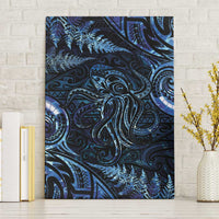 Aotearoa New Zealand Octopus Canvas Wall Art Silver Fern Maori Pattern LT05 Without Frame Blue - Polynesian Pride
