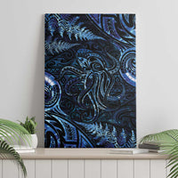 Aotearoa New Zealand Octopus Canvas Wall Art Silver Fern Maori Pattern LT05 - Polynesian Pride
