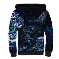 Aotearoa New Zealand Octopus Sherpa Hoodie Silver Fern Maori Pattern LT05 - Polynesian Pride