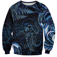 Aotearoa New Zealand Octopus Sweatshirt Silver Fern Maori Pattern LT05 Unisex Blue - Polynesian Pride