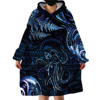 Aotearoa New Zealand Octopus Wearable Blanket Hoodie Silver Fern Maori Pattern LT05 - Polynesian Pride