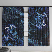 Aotearoa New Zealand Octopus Window Curtain Silver Fern Maori Pattern LT05 With Hooks Blue - Polynesian Pride