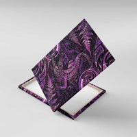 Aotearoa New Zealand Crocodile Canvas Wall Art Silver Fern Maori Pattern LT05 With Frame Purple - Polynesian Pride