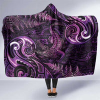 Aotearoa New Zealand Crocodile Hooded Blanket Silver Fern Maori Pattern LT05 One Size Purple - Polynesian Pride