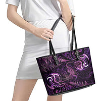 Aotearoa New Zealand Crocodile Leather Tote Bag Silver Fern Maori Pattern LT05 - Polynesian Pride