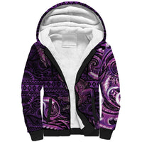 Aotearoa New Zealand Crocodile Sherpa Hoodie Silver Fern Maori Pattern LT05 Unisex Purple - Polynesian Pride