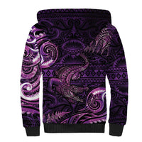 Aotearoa New Zealand Crocodile Sherpa Hoodie Silver Fern Maori Pattern LT05 - Polynesian Pride
