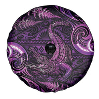 Aotearoa New Zealand Crocodile Spare Tire Cover Silver Fern Maori Pattern LT05 - Polynesian Pride