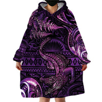 Aotearoa New Zealand Crocodile Wearable Blanket Hoodie Silver Fern Maori Pattern LT05 - Polynesian Pride