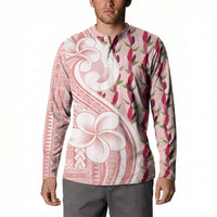 Samoa Teuila Button Sweatshirt Pink Samoan Siapo Motifs