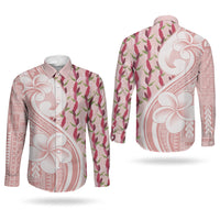 Samoa Teuila Couples Matching Mermaid Dress and Long Sleeve Button Shirt Pink Samoan Siapo Motifs LT05 - Polynesian Pride