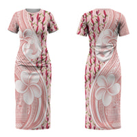 Samoa Teuila Couples Matching Short Sleeve Bodycon Dress and Hawaiian Shirt Pink Samoan Siapo Motifs LT05 - Polynesian Pride