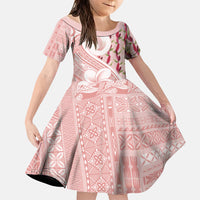 Samoa Teuila Family Matching Long Sleeve Bodycon Dress and Hawaiian Shirt Pink Samoan Siapo Motifs