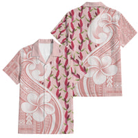 Samoa Teuila Family Matching Off Shoulder Maxi Dress and Hawaiian Shirt Pink Samoan Siapo Motifs LT05 Dad's Shirt - Short Sleeve Pink - Polynesian Pride