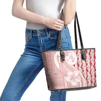 Samoa Teuila Leather Tote Bag Pink Samoan Siapo Motifs
