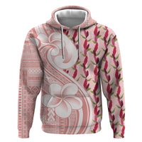 Samoa Teuila Zip Hoodie Pink Samoan Siapo Motifs