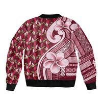 Samoa Teuila Bomber Jacket Maroon Samoan Siapo Motifs