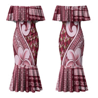 Samoa Teuila Couples Matching Mermaid Dress and Hawaiian Shirt Maroon Samoan Siapo Motifs LT05 - Polynesian Pride