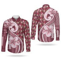Samoa Teuila Couples Matching Tank Maxi Dress and Long Sleeve Button Shirt Maroon Samoan Siapo Motifs LT05 - Polynesian Pride