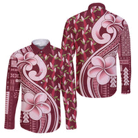 Samoa Teuila Family Matching Puletasi and Hawaiian Shirt Maroon Samoan Siapo Motifs LT05 Dad's Shirt - Long Sleeve Maroon - Polynesian Pride