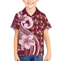 Samoa Teuila Family Matching Short Sleeve Bodycon Dress and Hawaiian Shirt Maroon Samoan Siapo Motifs
